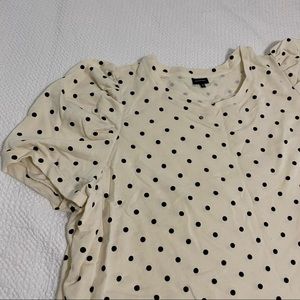 Ivory Polka Dot Puff Sleeve Shirt Blouse, 4X